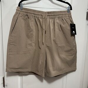 Winston Box‎ Mens Shorts Sz 46 Tan Elastic Waist Draw String Pockets Classic NWT